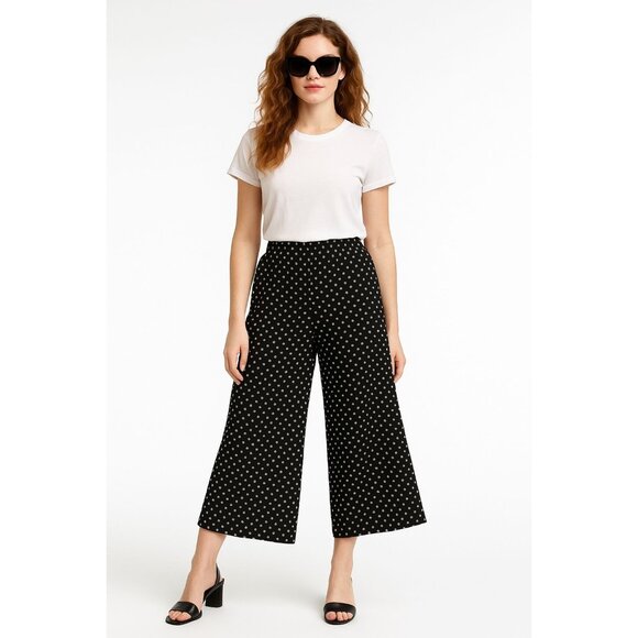 Adrianna Papell Pants - Adrianna Papell LG Polka Dot Culotte Pants Retro Wide Leg Trousers Chic Goucho